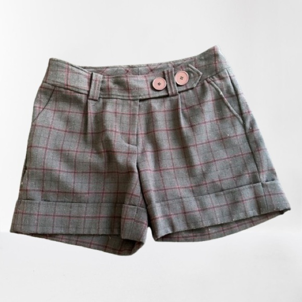 Kensie High Waist Gray and Pink Tailored Cuffed Shorts - Size 4